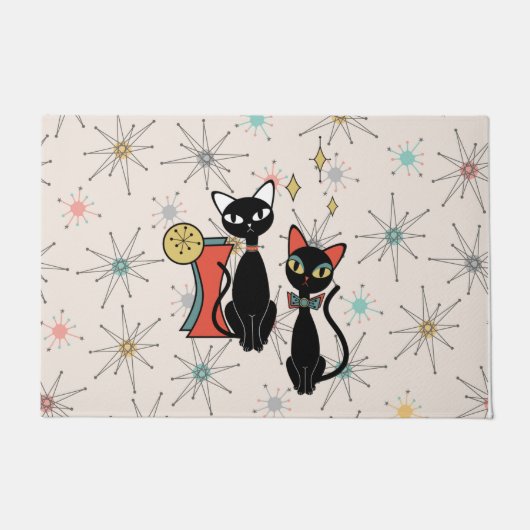 Retro Atomic Mid Century Moderne Koele Kat Deurmat (Voorkant)