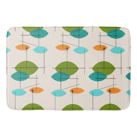 Retro Atomic Mobile Pattern Bath Mat (Voorkant)