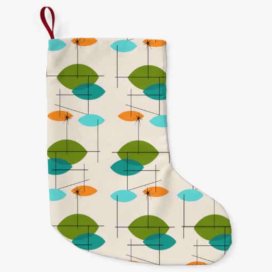 Retro Atomic Mobile Pattern kerstaking Kleine Kerstsok (Voorkant)