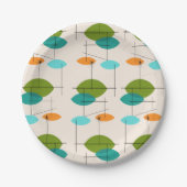 Retro Atomic Mobile Pattern Paper Borden Papieren Bordje (Voorkant)
