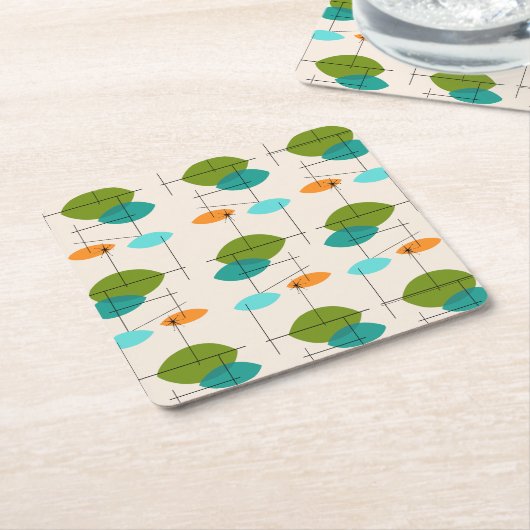 Retro Atomic Mobile Pattern Square Onderzetters (Schuin)