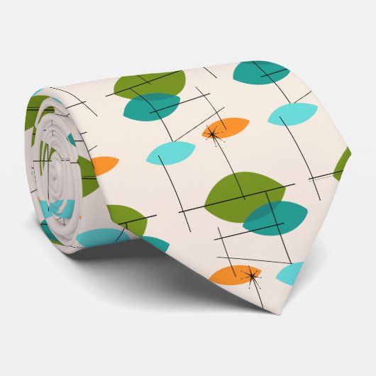 Retro Atomic Mobile Pattern Stropdas (Opgerold)