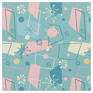 Retro Atomic Pastel Pattern uit 1950 Stof