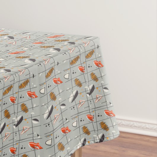 Retro Atomic Pattern Oranje grijs zwart Tafelkleed (Voorbeeld)