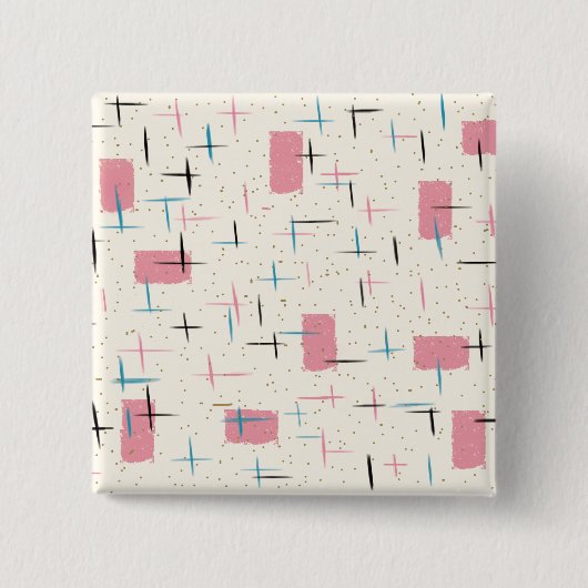 Retro Atomic Pink Button Sleutelhanger (Voorkant)