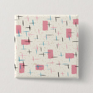 Retro Atomic Pink Button Sleutelhanger