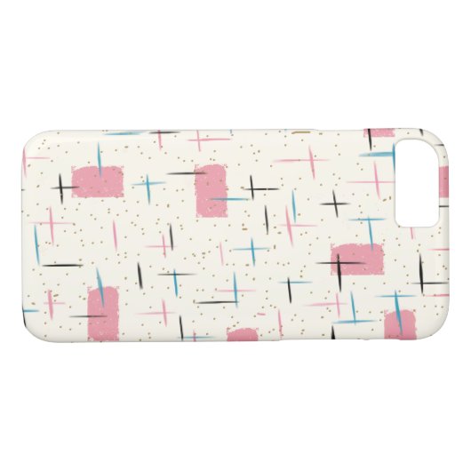 Retro Atomic Pink Motif iPhone 7 Coque (Dos (Horizontal))