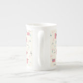 Retro Atomic Pink Pattern Bone China Mok (Achterkant)