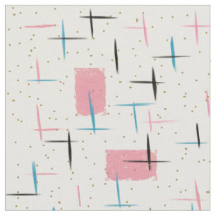Retro Atomic Pink Pattern Fabric Stof