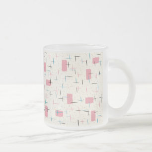 Retro Atomic Pink Pattern Frosted Glass Mok