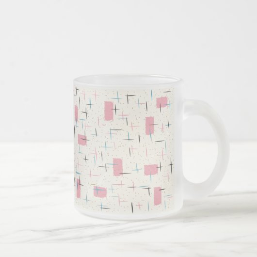 Retro Atomic Pink Pattern Frosted Glass Mok (Rechts)