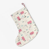 Retro Atomic Pink Pattern kerstaking Kleine Kerstsok (Achterkant (Hangend))