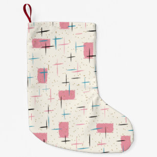Retro Atomic Pink Pattern kerstaking Kleine Kerstsok