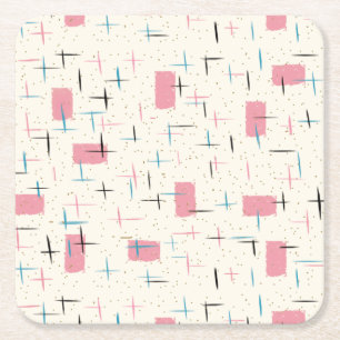 Retro Atomic Pink Pattern Paper Onderzetter
