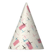 Retro Atomic Pink Pattern Party Pet Feesthoedjes (Links)