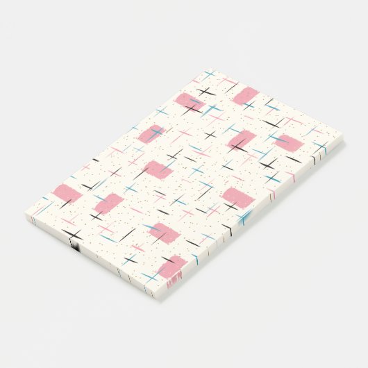 Retro Atomic Pink Pattern Post-It Notes (Schuin)