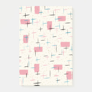 Retro Atomic Pink Pattern Post-It Notes