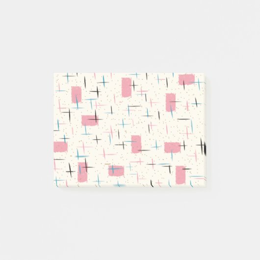 Retro Atomic Pink Pattern Post-It Notes (Voorkant)