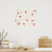Retro Atomic Pink Pattern Poster (Cuisine)