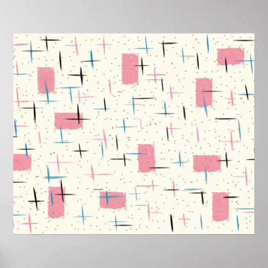 Retro Atomic Pink Pattern Poster (Devant)
