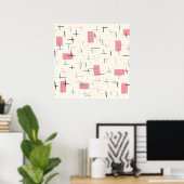 Retro Atomic Pink Pattern Poster (Bureau à domicile)