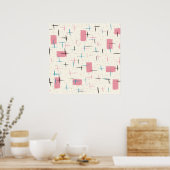 Retro Atomic Pink Pattern Poster (Cuisine)