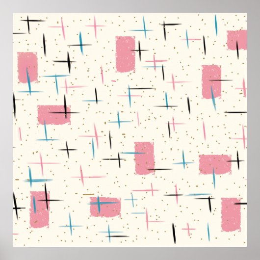 Retro Atomic Pink Pattern Poster (Devant)