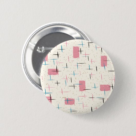 Retro Atomic Pink Pattern Round Button (Voorkant /achterkant)