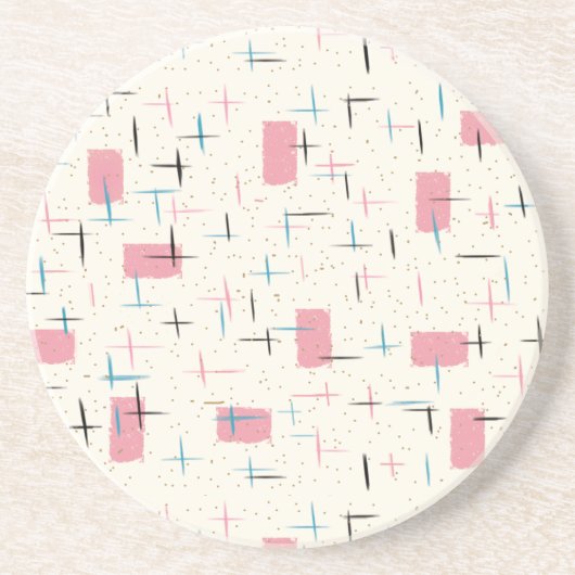 Retro Atomic Pink Pattern Sandstone Onderzetter (Voorkant)