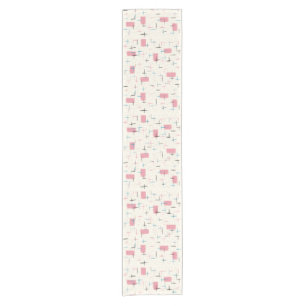 Retro Atomic Pink Pattern Table Runner Korte Tafelloper