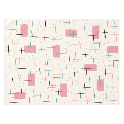 Retro Atomic Pink Pattern Tablecloth Tafelkleed (Voorkant (Horizontaal))