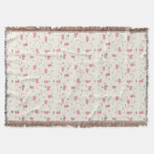 Retro Atomic Pink Pattern Throw Blanket Deken (Voorkant)