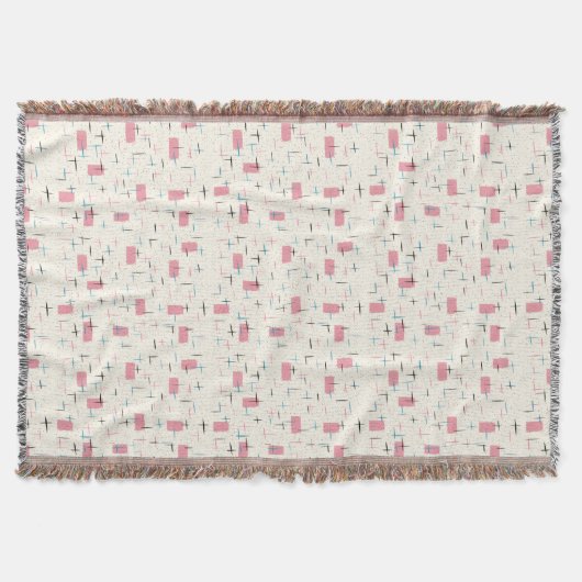 Retro Atomic Pink Pattern Throw Blanket Deken (Voorkant)