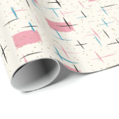 Retro Atomic Pink Pattern Wrapping Paper Cadeaupapier (Rol Hoek)