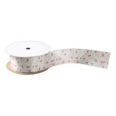 Retro Atomic roze Pattern Satin Ribbon Lint (Spoel)