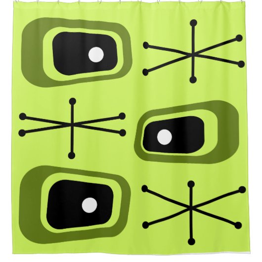 Retro Atomic Space Age Chartreuse Douchegordijn (Voorkant)