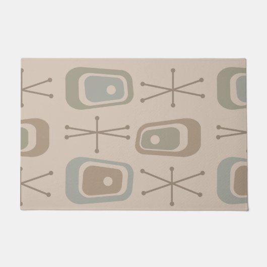 Retro Atomic Space Age Soft Neutral Colors Deurmat (Voorkant)