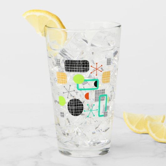 Retro Atomic Starburst Modern mid-century patroon Glas (Voorkant ijs)