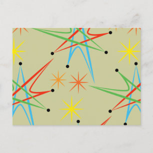 Retro Atomic Starburst Multicolored Pattern Briefkaart