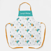 Retro  Atomic Starburst Patroon Aangepaste naam Schort (Voorkant)