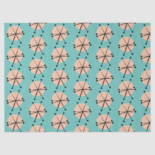 Retro Atomic Stars Patroon Tissuepapier (Voorkant)