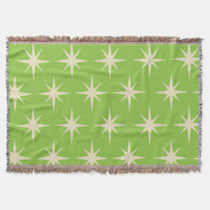 Retro Atomic Stars Pattern op Lime Green Deken