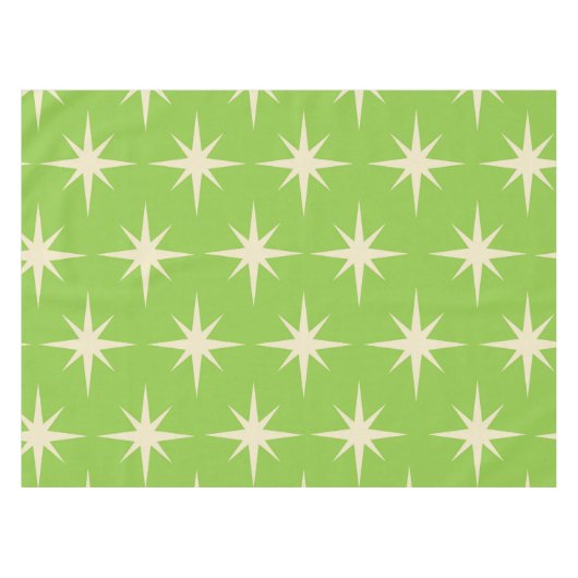 Retro Atomic Stars Pattern op Lime Green Tafelkleed (Voorkant (Horizontaal))