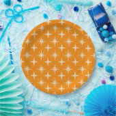 Retro Atomic Stars Pattern op Sinaasappel Papieren Bordje (Feest)