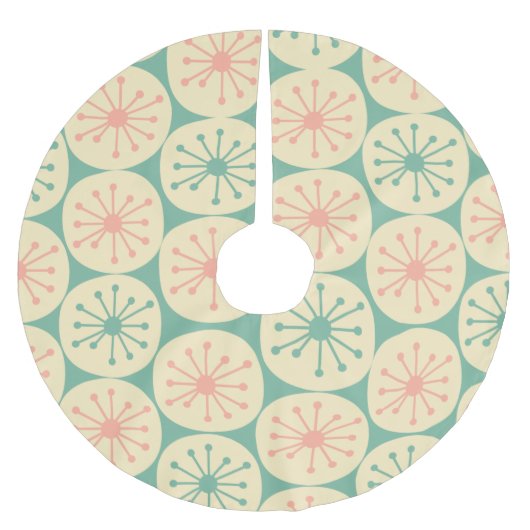 Retro Atomic Stippen Mideeuw Modern 50s Roze Mint Kerstboom Rok (Voorkant)