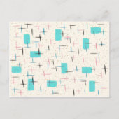 Retro Atomic Turquoise Pattern Briefkaart (Voorkant)