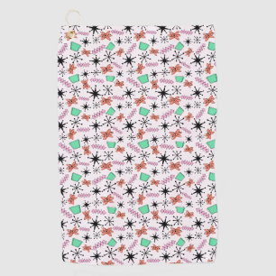 Retro Atomic Vormen Roze Sinaasappel & Groen Golfhanddoek