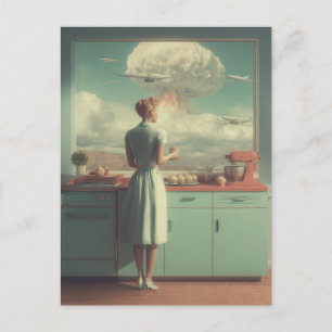 Retro Atomische Keuken Surrealistische Kunst Feestdagenkaart