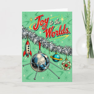Retro Atomische Tijdperk Ruimte Versieringen Kerst Feestdagen Kaart