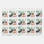 Retro Atomkatten Zwart Turquoise Theedoek (Horizontaal)